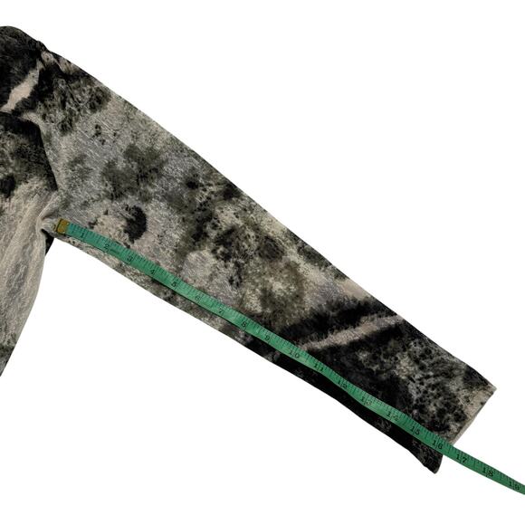 CHICOS EASYWEAR Green Black Tan Abstract Open Mesh Cardigan Sz Small (0) Womens - Picture 9 of 9